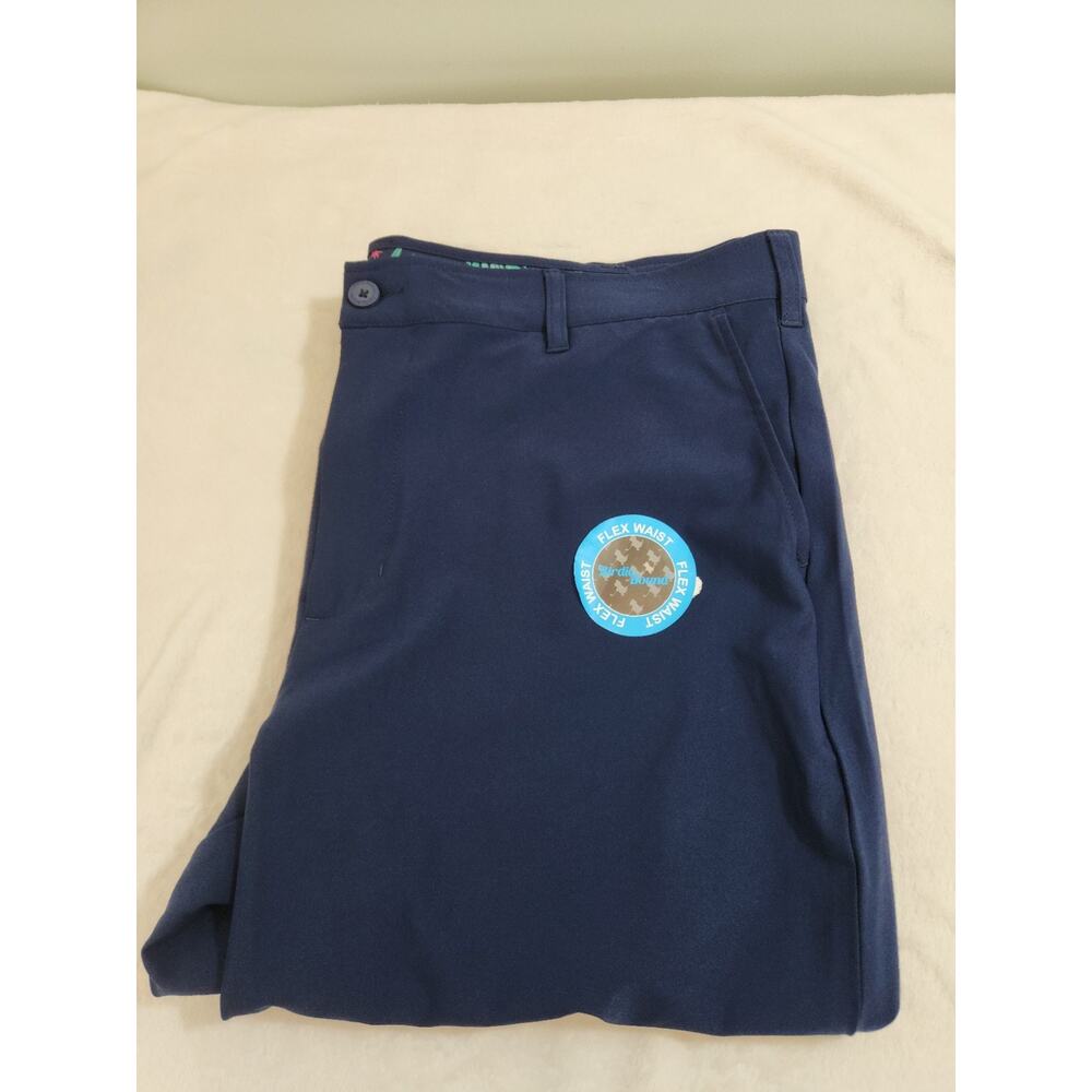 Birdie Bound Pants Mens 38 x 32 Blue Navy Mason Flat Front Golf Chino